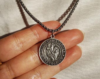 Ciondolo E Collana Di San Cristoforo In Argento Sterling 925 – Medaglia Religiosa Protettiva Per Viaggiatori E Autisti – Gioiello Uomo/Donna Con Catena, Regalo Significativo