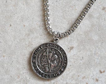 Ciondolo/collana In Argento Sterling 925 Con San Cristoforo - Catena A