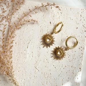 Flaming heart milagro pendant dangle heart earrings