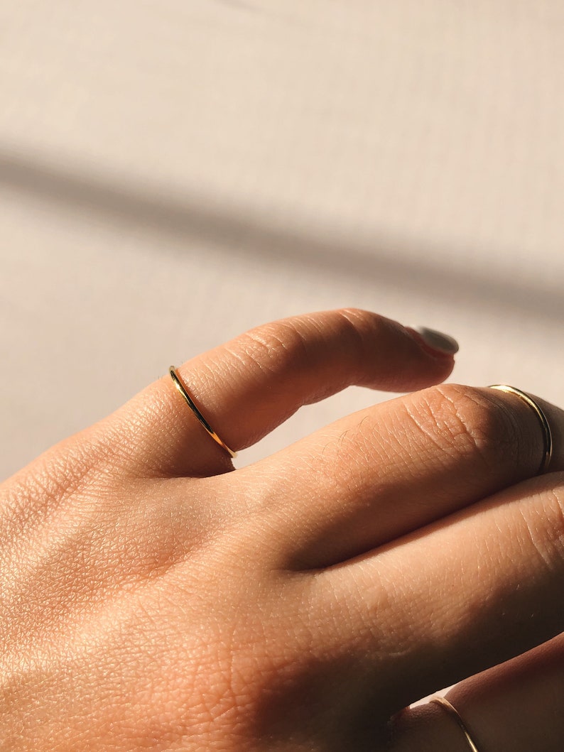 Thin Gold Pinky Ring, 14k Gold Filled Ring, Band Ring, Waterproof Ring, Gold Stacking Ring, Minimal Pinky Ring, Gold Filled Pinky Ring image 1