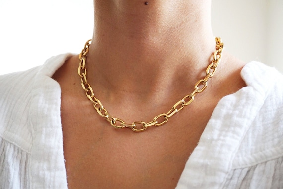 Gold Chain Necklace, Thick Gold Chain, Gold Chunky Necklace, Layering  Necklace, Gold Necklace, Gold Link Chain, Statement Necklace - Etsy