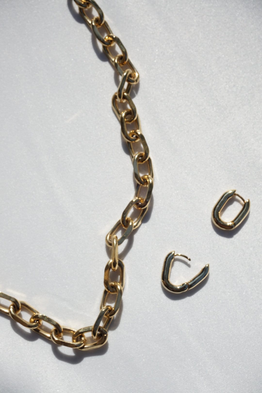 Gold Chunky Chain Necklace, Gold Filled Link Necklace, Rectangle