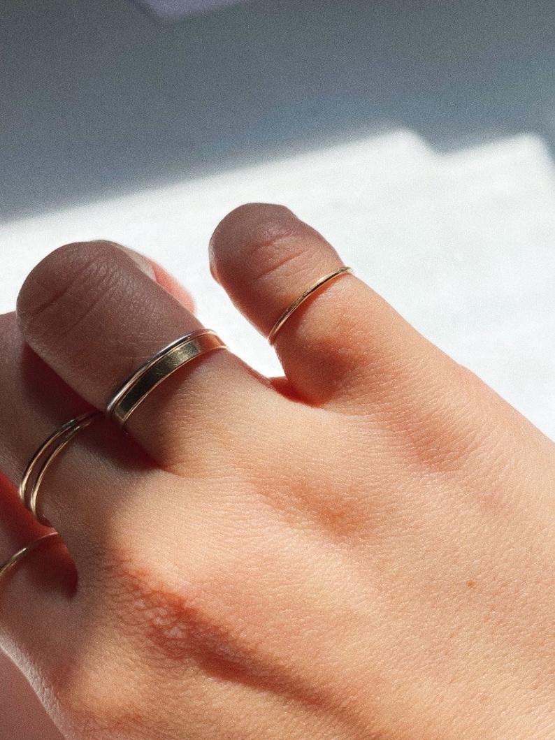 Thin Gold Pinky Ring, 14k Gold Filled Ring, Band Ring, Waterproof Ring, Gold Stacking Ring, Minimal Pinky Ring, Gold Filled Pinky Ring image 2