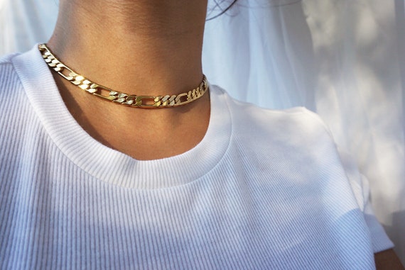 Figaro Chain Necklace Chunky Gold 