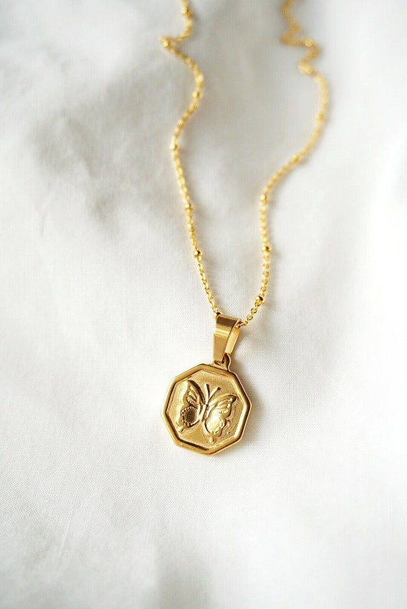 Download Butterfly Necklace Dainty Gold Necklace Gold Butterfly Etsy