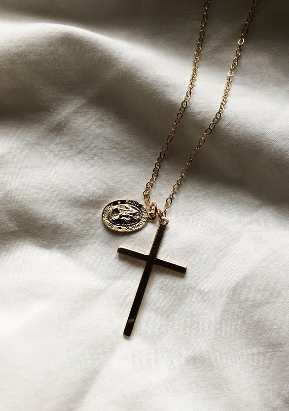 Cross and clearance st christopher necklace