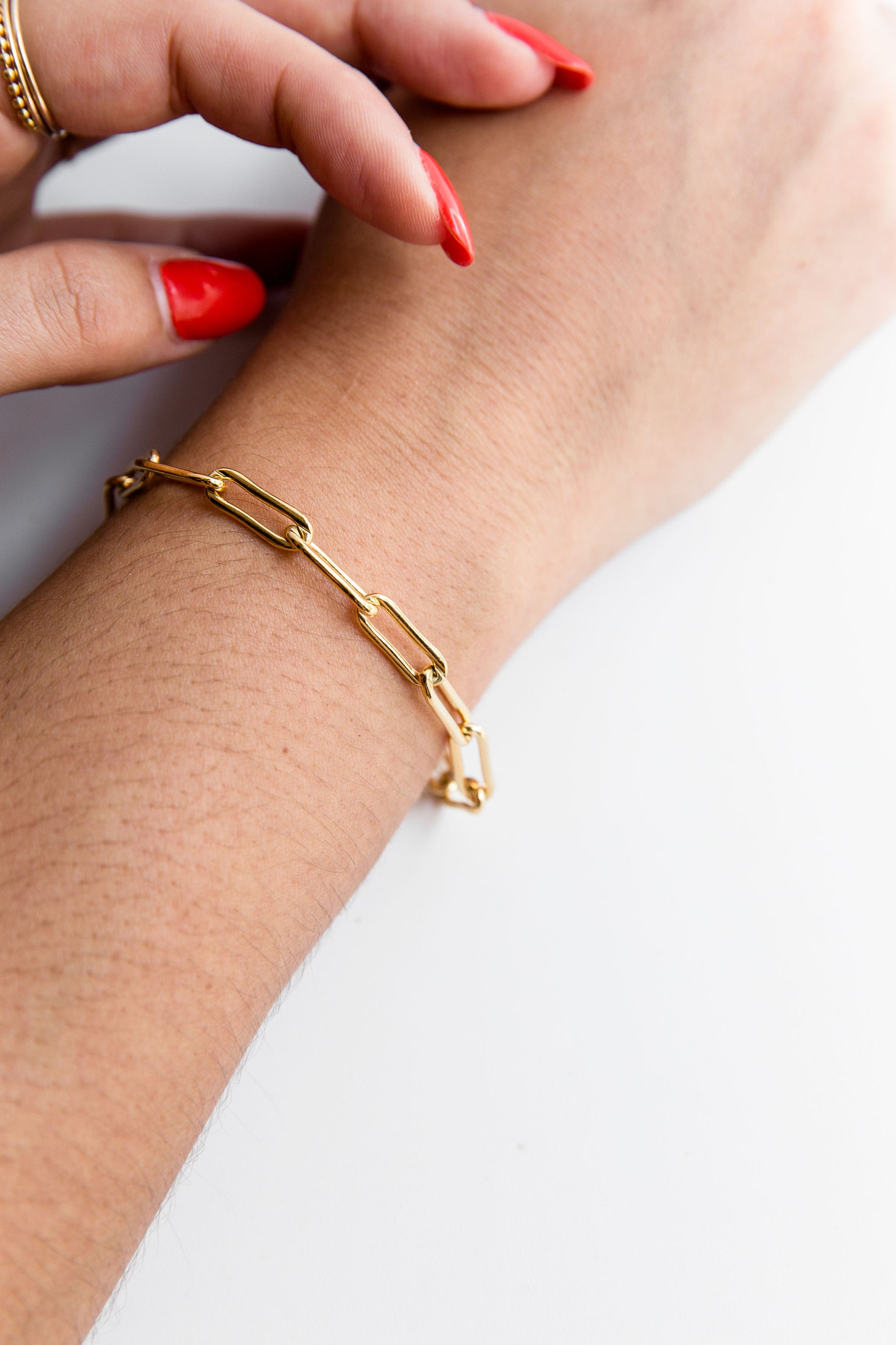 Gold Link Chain Bracelet 14k Gold Filled Rectangle Chain Etsy