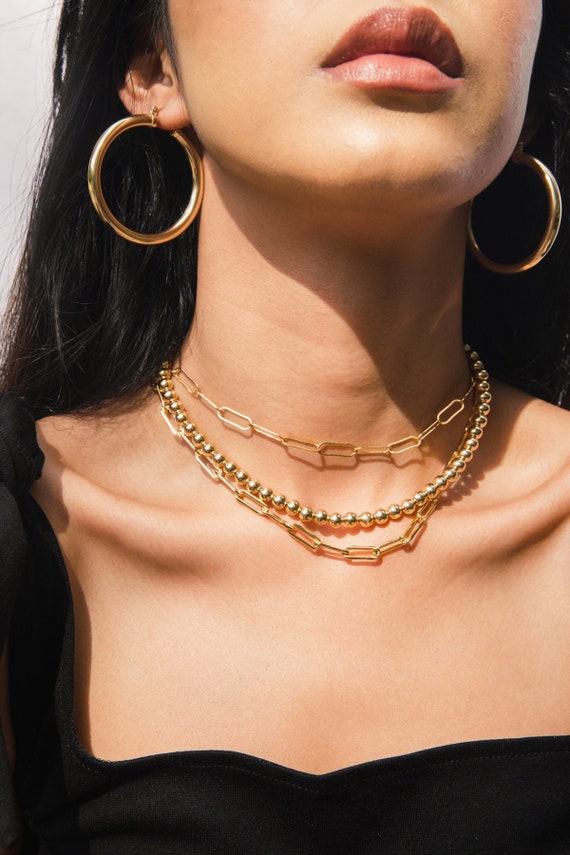 gold filled chain link necklace
