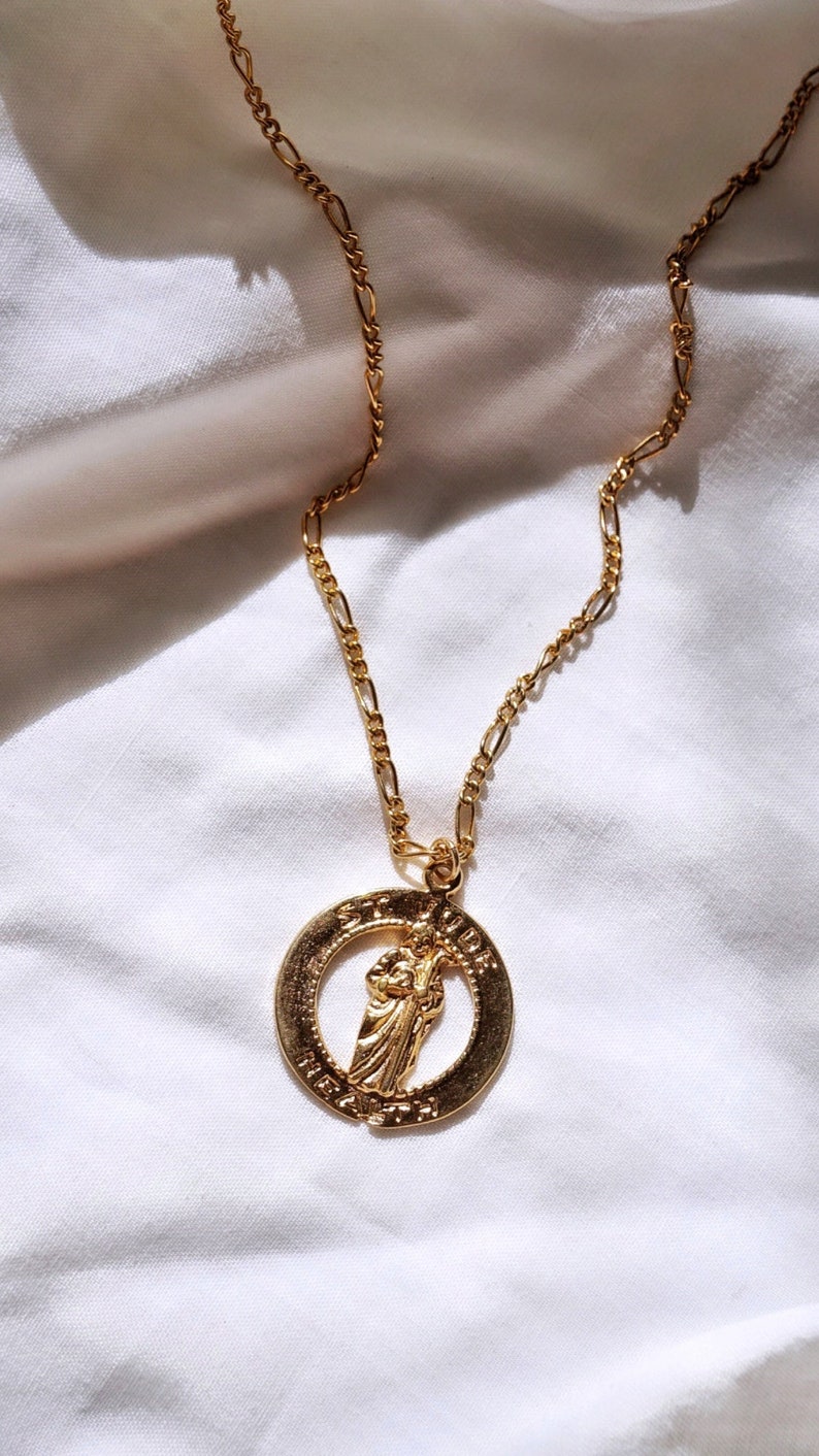 14k Gold Filled St Jude Medal Necklace, Catholic Patron Saint Jewelry ...