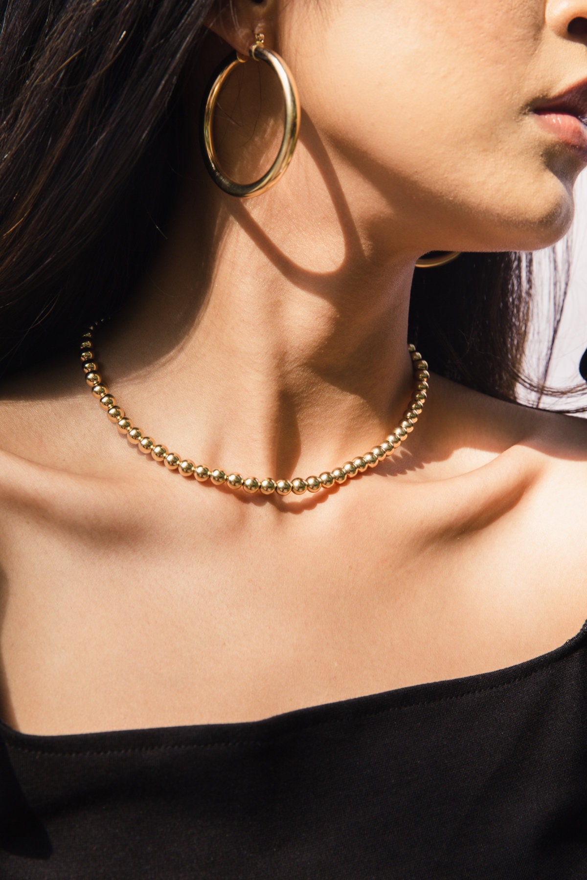 Set Of 2 Gold Plated With Glass Bead Necklace For Girl main image 1