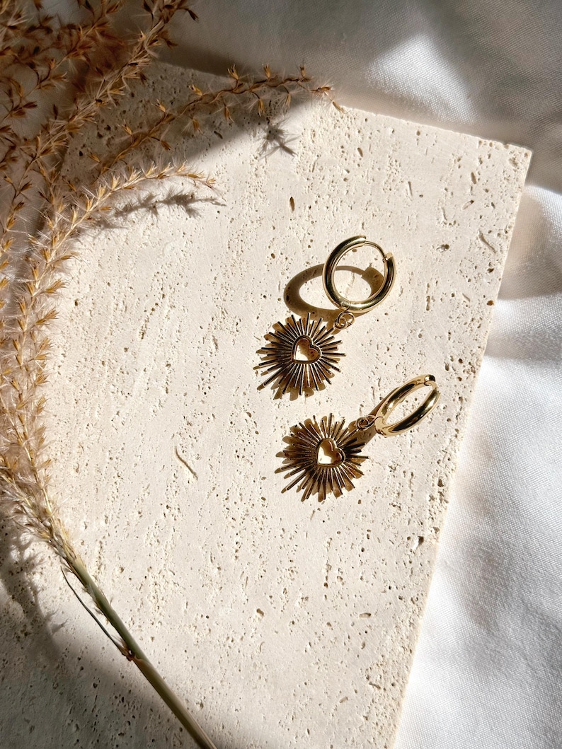 18k gold plated Sacred Heart of Jesus earrings