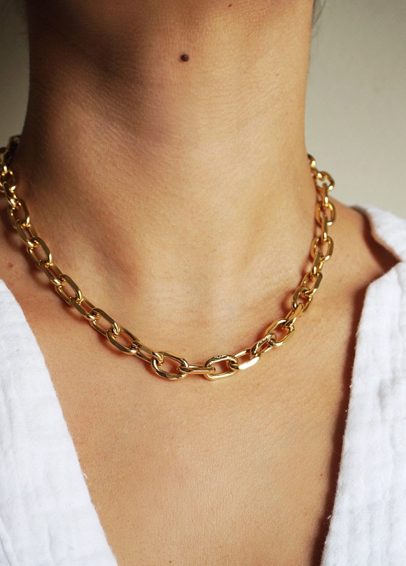 Gold Chunky Chain Necklace Gold Filled Gold Link Chain Etsy