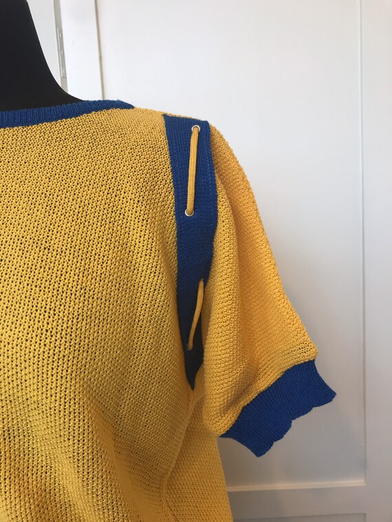 Vintage 70’s 80’s Deadstock Weaved Top / Colorblo… - image 3