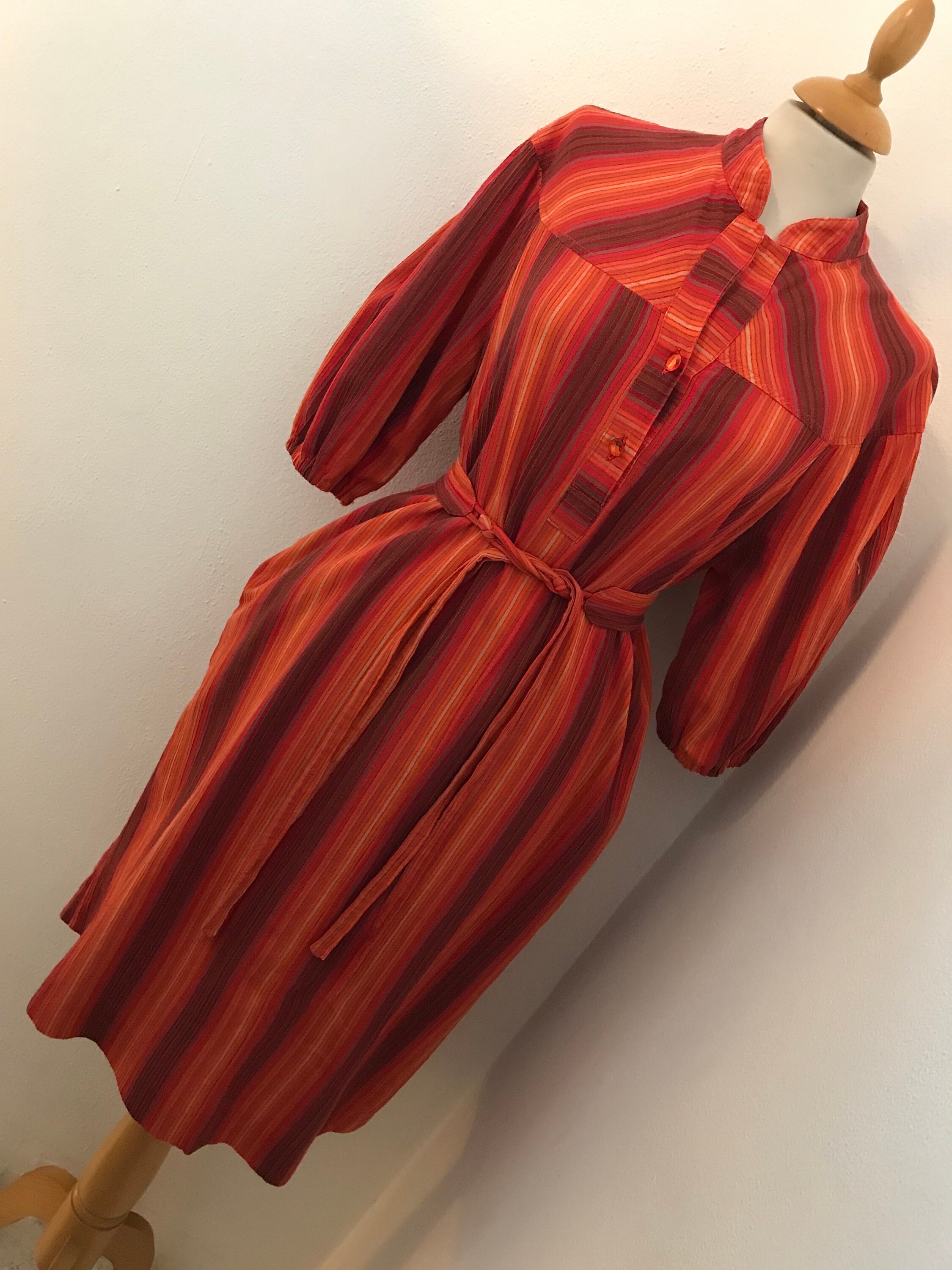 red and brown striped dress Striped Sleeveless Midi Dress