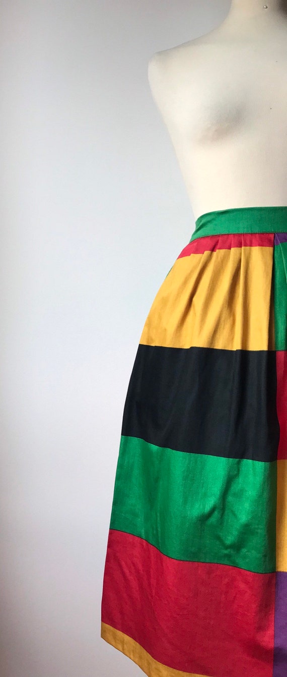 70’s Finnish Vintage A-line Colourblock Skirt / G… - image 7