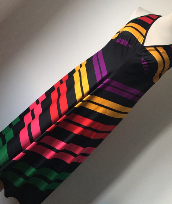 70’s Color block Disco dress / Stripes / Chevron /