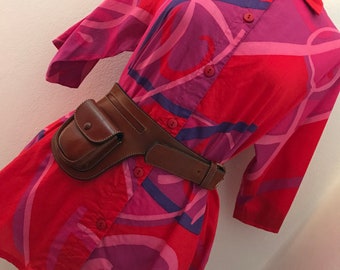 Finlandés Vintage 80's Colourblock Artist Utilty Abstract 3/4 Camisa /Forest Fruit Berry Red Lilac Grape Indigo / Talla S M L? / ¡VER VÍDEO!