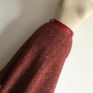 Jupe Plissée Vintage En Laine Marron Céline Années 70 - Taille 38 - Boucle Dorée - Occasion Parfait état