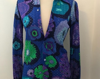 Vintage Ken Scott Large Silk Scarf From 1970's Very Rare