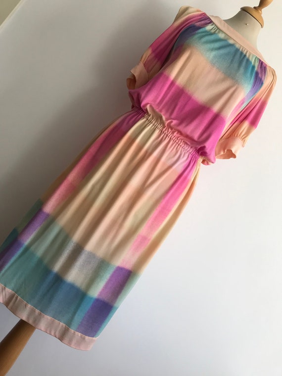 70’s 80’s LEONARD Paris Silk Rainbow Aurora Dress 