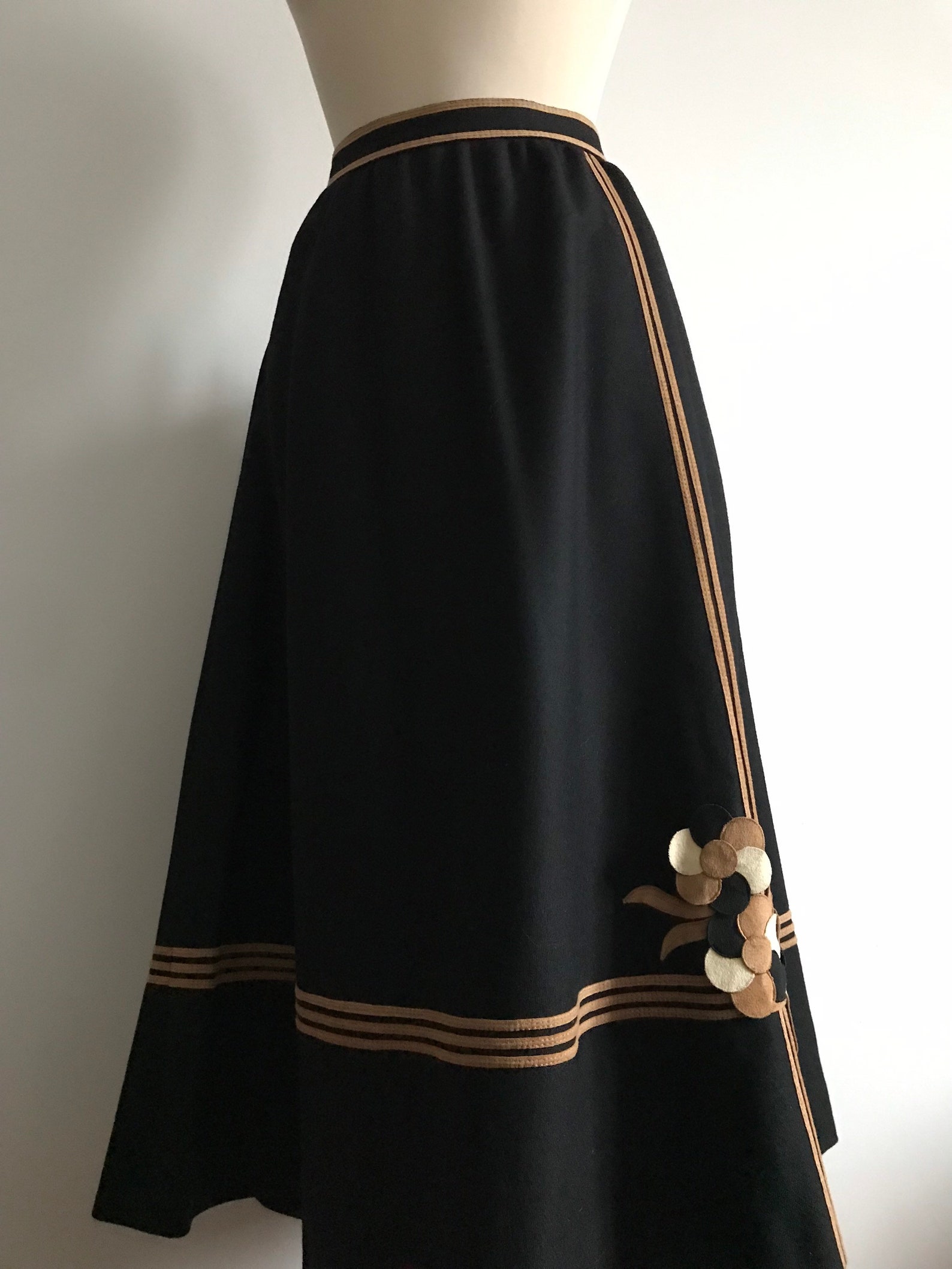 vintage 1980s skirt dove gray CACHAREL wool gabardine midi skirt XS - S