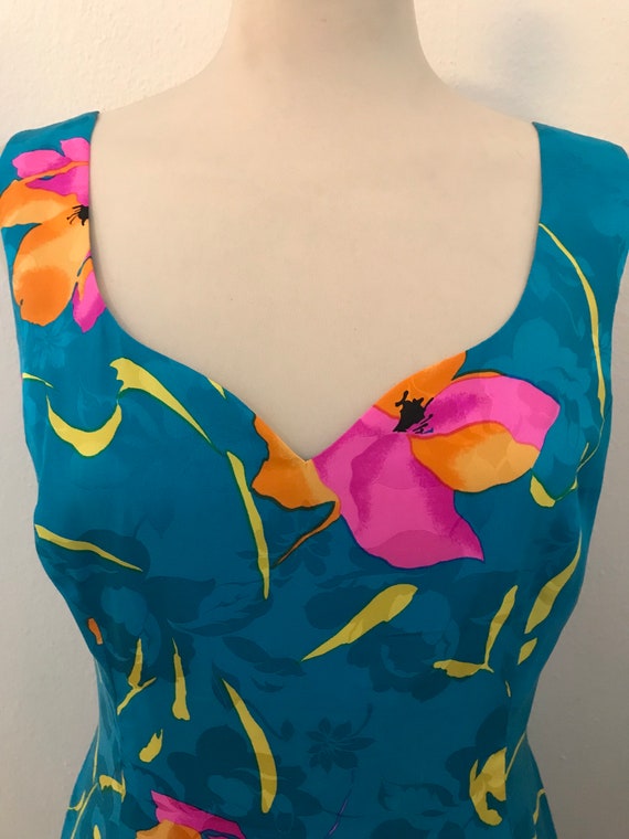 Vintage 60’s 70’s Sartorial Silk Floral Tea Day S… - image 7