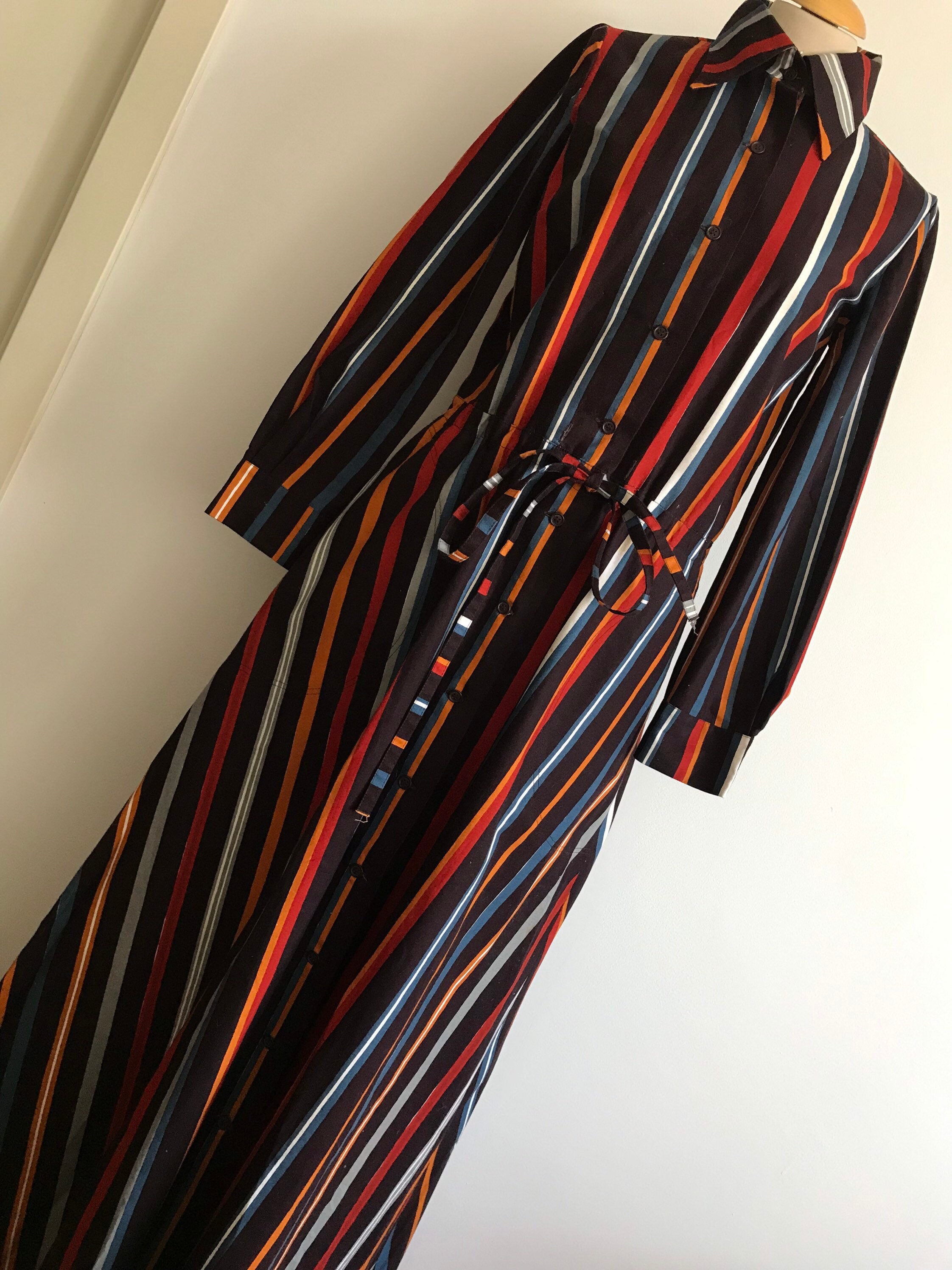 Vintage 1977 Marimekko linjat Stripe Maxi Shirt Dress / - Etsy Norway