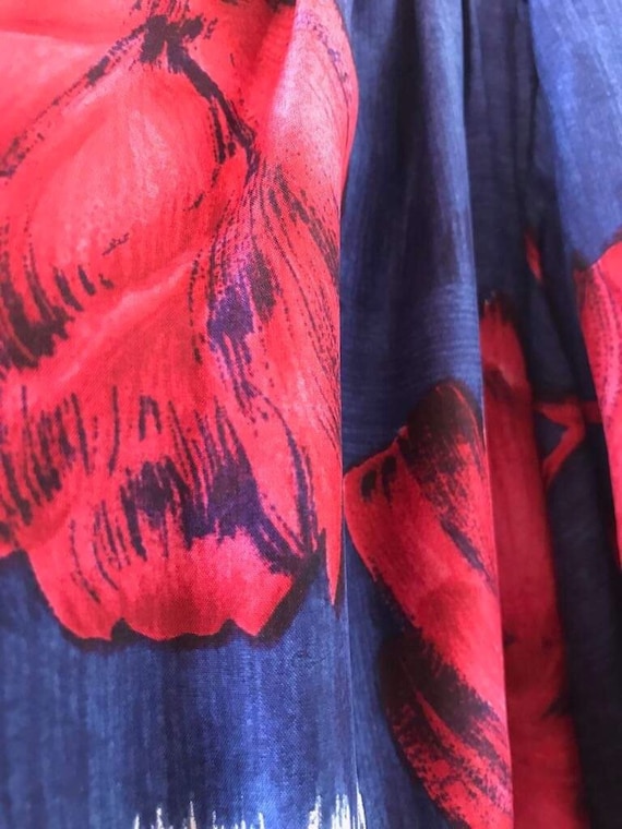 Vintage late 70s 80's Italian Red & Blue Silk Shi… - image 7