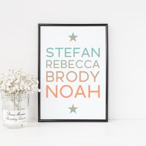 Personalised Ombre Family Tree Art Print ~ Family Tree Wall Art,