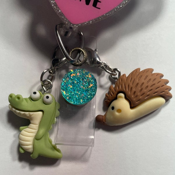 Alligator or Hedgehog Badge Reel Charm