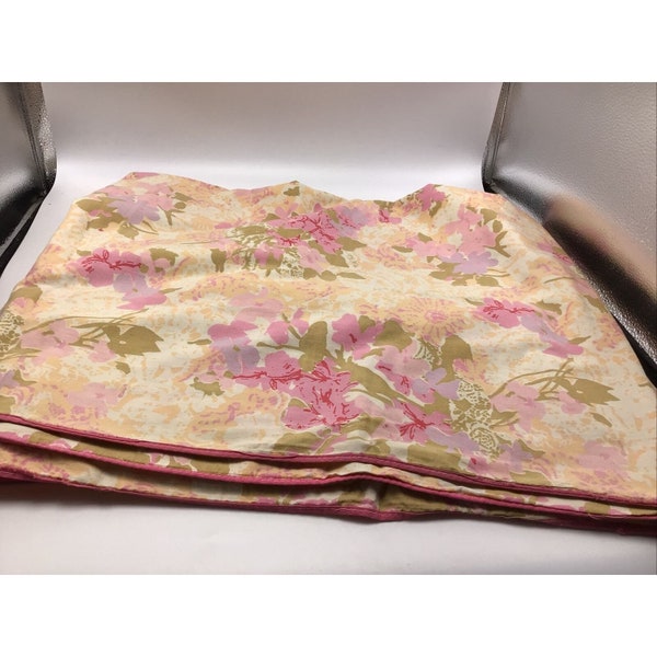 Duvet Cover Full  Floral Open End Bedding 74x82" Vintage 1960s Pink Peach