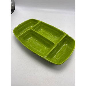 Maddux Of California Pottery Serving Dish Divided Lime Green 3163 Vintage MCM