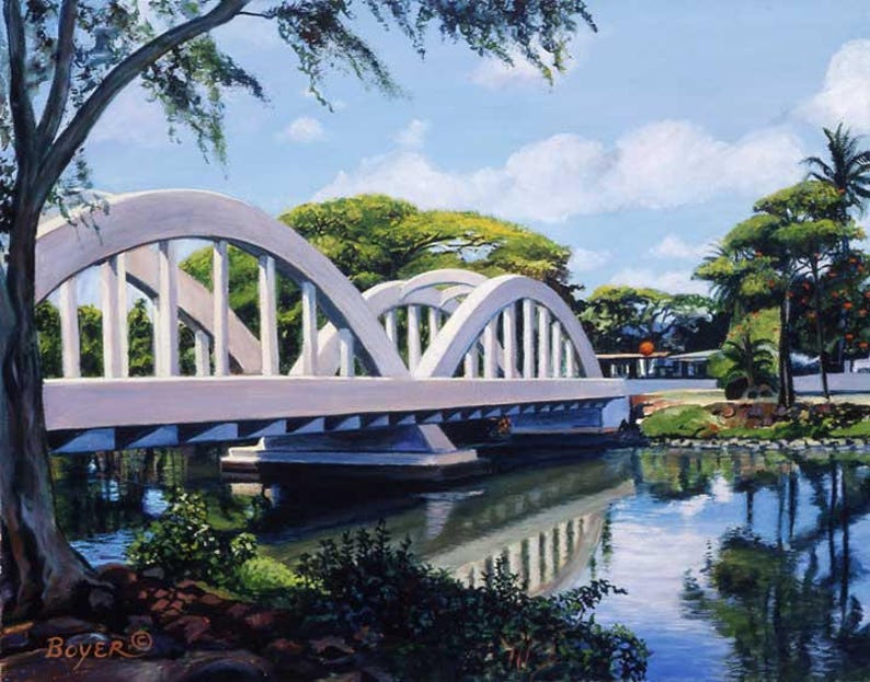 Bridge to Haleiwa Matted Giclée on Paper Oahu North Shore | Etsy