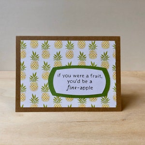 You&#39;re a Fine-Apple Greeting Card - Handmade Paper Card - White and Brown