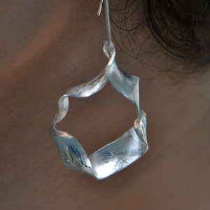 Organic shape earrings, sterling silver drop earrings