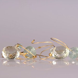 Green amethyst, aquamarine, and apatite dangle earrings with 14K gold filled ear wires image 9