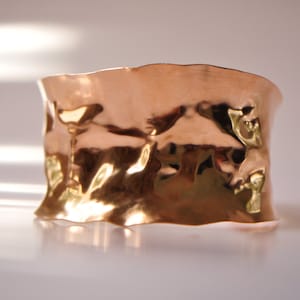Wide cuff bracelet, hand forged bronze cuff, 8th anniversary gift for her, metalsmith jewelry