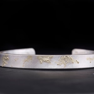 men's cuff bracelet in sterling silver and 14K gold