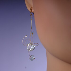 Green amethyst, aquamarine, and apatite dangle earrings with 14K gold filled ear wires image 2