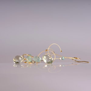 Green amethyst, aquamarine, and apatite dangle earrings with 14K gold filled ear wires image 3