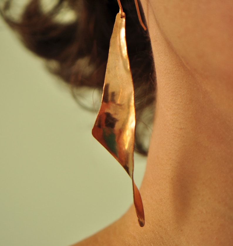Long bronze earrings, elegant earrings image 1