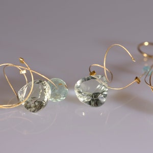 Green amethyst, aquamarine, and apatite dangle earrings with 14K gold filled ear wires image 10