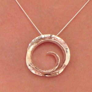 Ocean wave pendant necklace in sterling silver, handmade