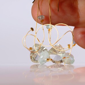 Green amethyst, aquamarine, and apatite dangle earrings with 14K gold filled ear wires image 5