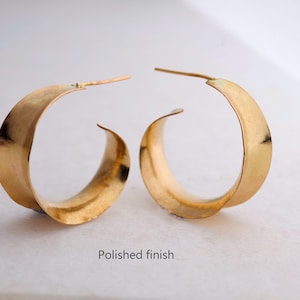 14K gold filled wide half hoop earrings