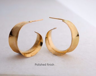 14K gold filled wide half hoop earrings