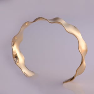 Sculptural wavy cuff bracelet hand-forged in 14K gold filled or sterling silver