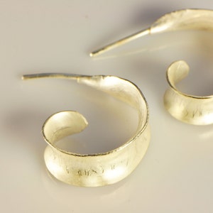 Wide hoop sterling silver earrings, half hoop earrings, semi-hoops, classic earrings, simple earrings, saddle hoops, gift for her image 3