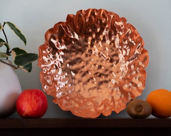 Large hammered copper bowl 11", 7th year anniversary gift for him / her