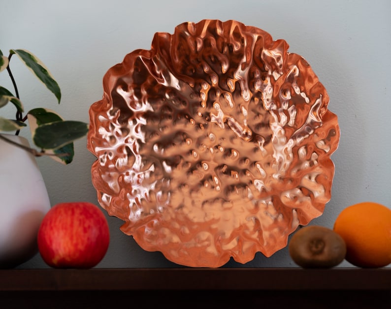 Large hammered copper bowl 11, 7th year anniversary gift for him / her image 6